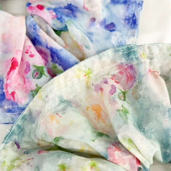 Floral Scrunchie Hair Accessory For Women Handmade Fabric Vacation Style