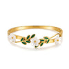 Flower And Leaf Design Vacuum Gold Plated Stainless Steel Bracelet For Women Simple Stylish Jewelry