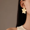Flower And Leaf Series Stainless Steel Fashion Earrings 18K Gold Plated