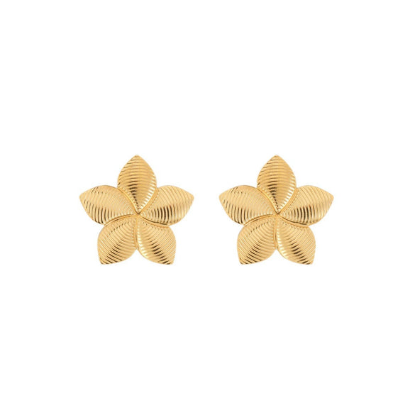 Flower And Leaf Series Stainless Steel Fashion Earrings 18K Gold Plated