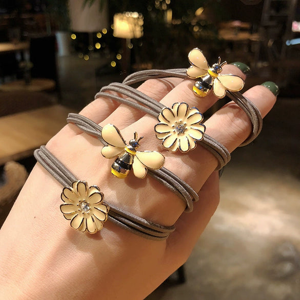 Flower Bee Hair Accessories Alloy Handmade High Elasticity Women's Headwear Hair Rope
