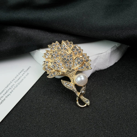 Flower Brooch Zinc Alloy Pearl Electroplating Women's Elegant Fashion Accessories