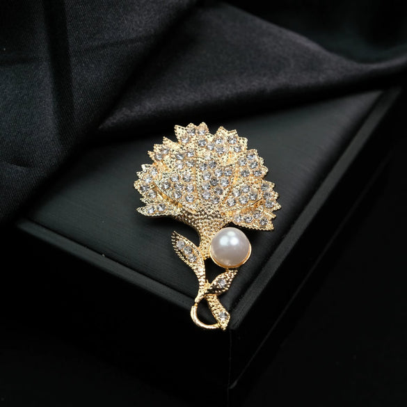 Flower Brooch Zinc Alloy Pearl Electroplating Women's Elegant Fashion Accessories