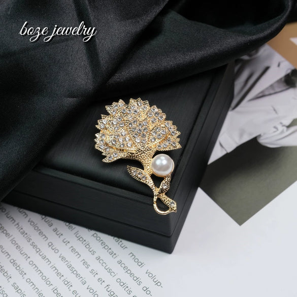 Flower Brooch Zinc Alloy Pearl Electroplating Women's Elegant Fashion Accessories