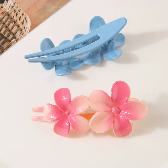 Flower Duckbill Hairpin With Gradient Design And Baking Paint Process For Women