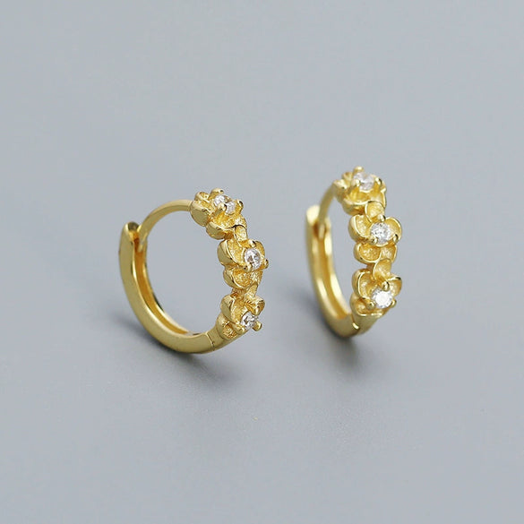 Flower Earrings 925 Silver Ins Style Electroplated