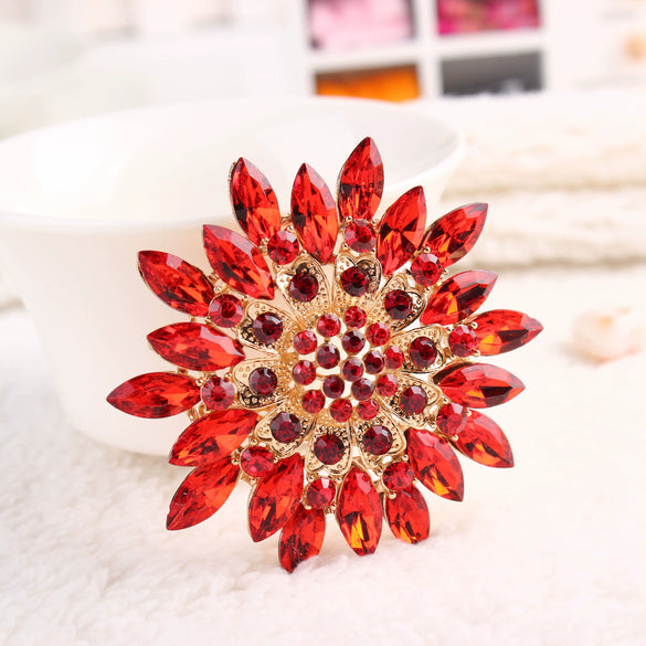 Flower Encrusted Alloy And Acrylic Brooch Electroplated Women's And Unisex Clothing Accessory