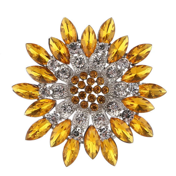 Flower Encrusted Alloy And Acrylic Brooch Electroplated Women's And Unisex Clothing Accessory
