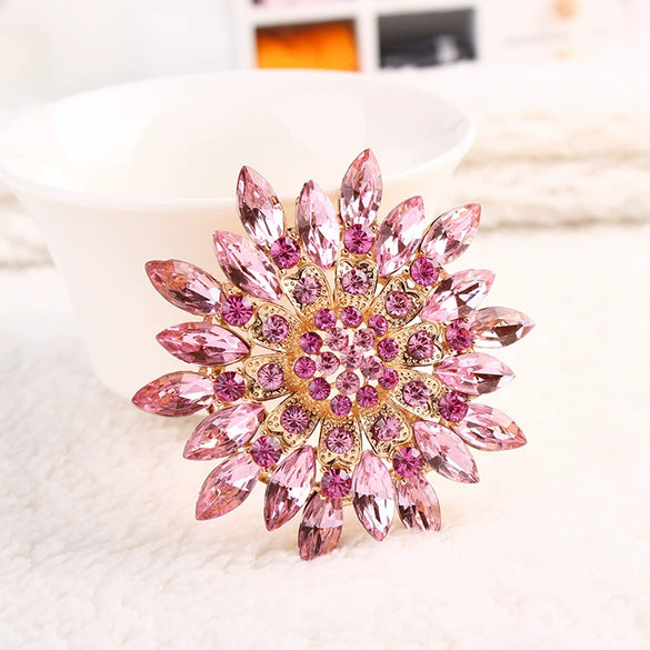 Flower Encrusted Alloy And Acrylic Brooch Electroplated Women's And Unisex Clothing Accessory