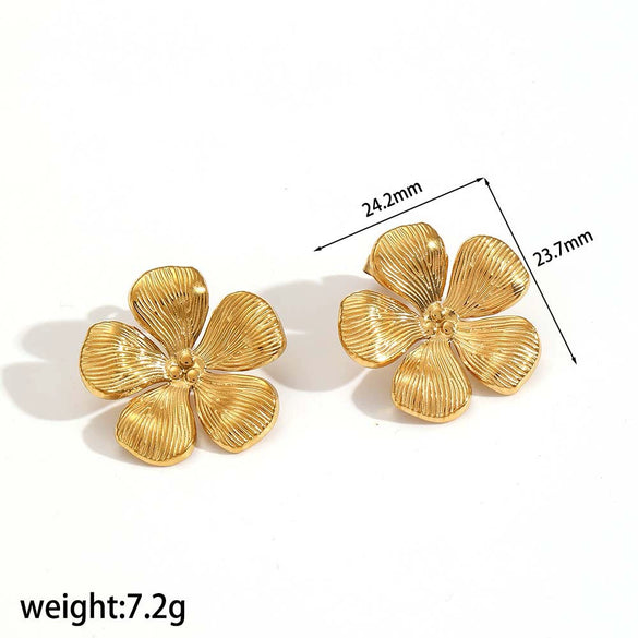 Flower Geometric Stainless Steel Earrings Highend 18K Pvd Electroplated Nonfading