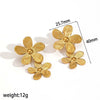 Flower Geometric Stainless Steel Earrings Highend 18K Pvd Electroplated Nonfading