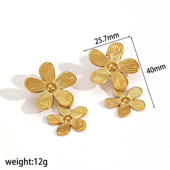 Flower Geometric Stainless Steel Earrings Highend 18K Pvd Electroplated Nonfading