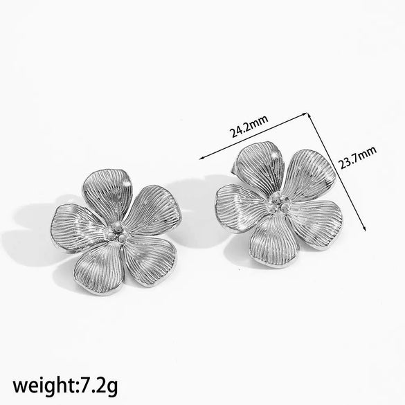Flower Geometric Stainless Steel Earrings Highend 18K Pvd Electroplated Nonfading