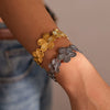 Flower Hollow Opening 316L Stainless Steel Geometric Electroplated Adjustable Bracelet