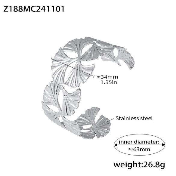 Flower Hollow Opening 316L Stainless Steel Geometric Electroplated Adjustable Bracelet