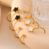 Flower Jewelry Inlaid White Shell Acrylic 316L Stainless Steel Open Bracelet With Electroplating Treatment