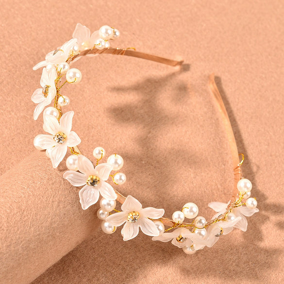 Flower Pearl Hair Band Hair Accessories Acrylic Material