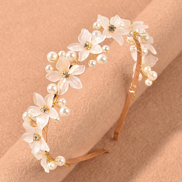 Flower Pearl Hair Band Hair Accessories Acrylic Material