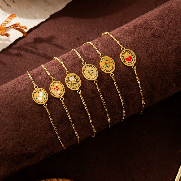 Flower Series Titanium Steel Retro Exquisite Electroplated Jewelry Necklace Bracelet For Women