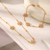 Flower Shaped Women's Jewelry Set With Daisy Pattern In Titanium Steel And Stainless Steel Set With Diamonds And Vacuum Electroplated Diamond