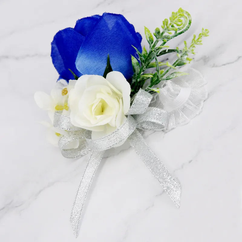 Wedding Bride And Groom Wrist Flower Corsage Simulation Flower Jewelry