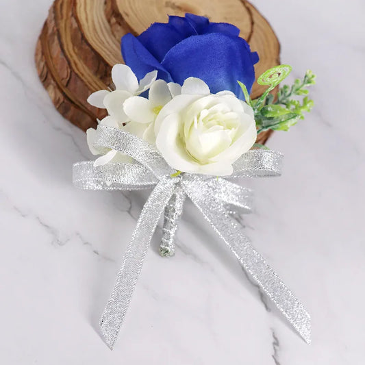 Wedding Bride And Groom Wrist Flower Corsage Simulation Flower Jewelry