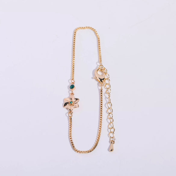 Flower Zircon Pendant Bracelet Women's Zodiac Peanut Style Titanium Steel