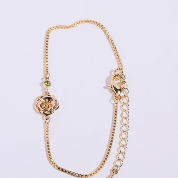 Flower Zircon Pendant Bracelet Women's Zodiac Peanut Style Titanium Steel