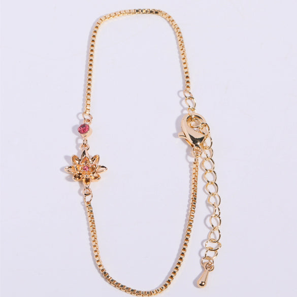 Flower Zircon Pendant Bracelet Women's Zodiac Peanut Style Titanium Steel