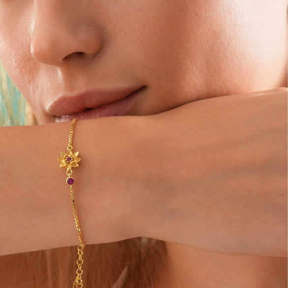 Flower Zircon Pendant Bracelet Women's Zodiac Peanut Style Titanium Steel