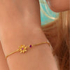 Flower Zircon Pendant Bracelet Women's Zodiac Peanut Style Titanium Steel