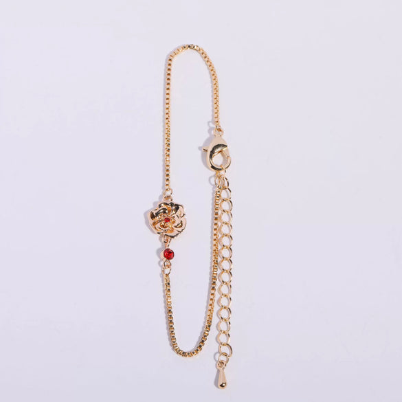 Flower Zircon Pendant Bracelet Women's Zodiac Peanut Style Titanium Steel