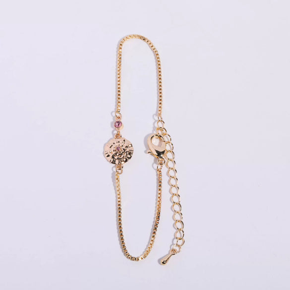 Flower Zircon Pendant Bracelet Women's Zodiac Peanut Style Titanium Steel