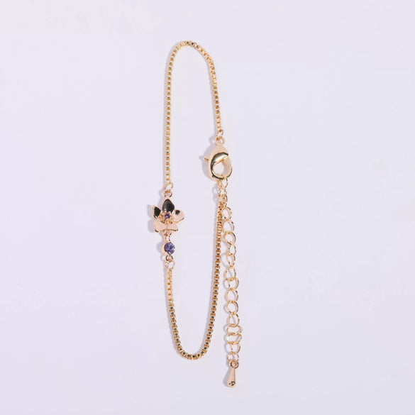 Flower Zircon Pendant Bracelet Women's Zodiac Peanut Style Titanium Steel