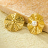 Folded Irregular Round Pearl Stainless Steel Electroplated Vintage Women's Earrings