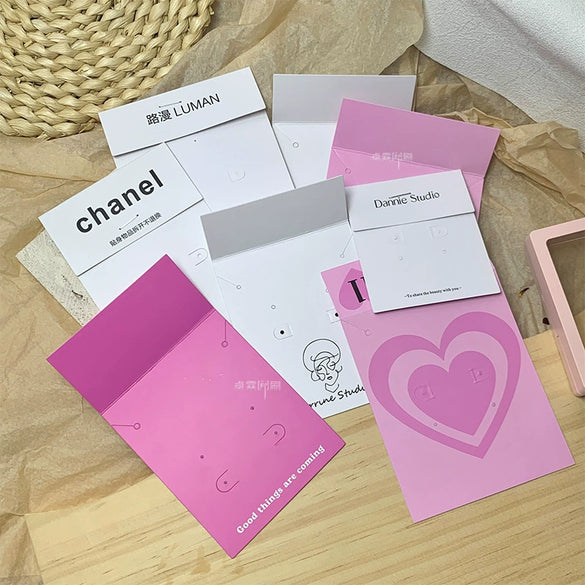 Folding Jewelry Earrings Bracelet Cardboard Packaging Label Back Card With Logo Design