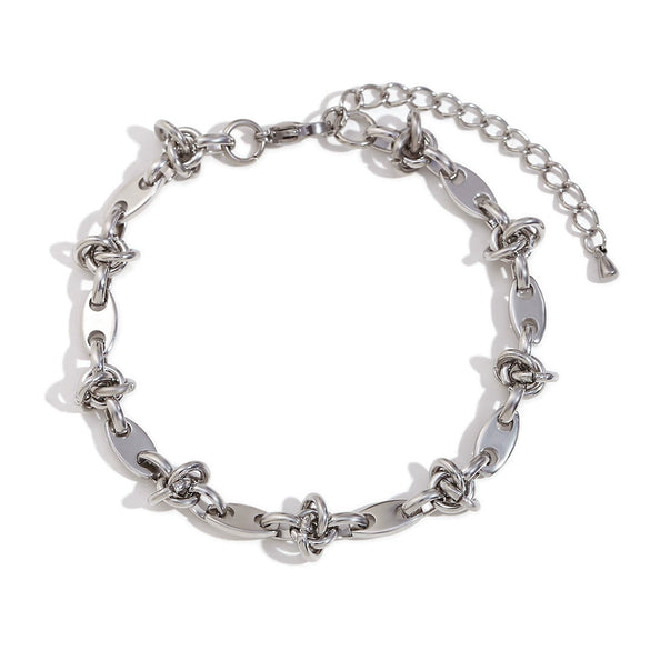 Foot Accessories Stainless Steel Plated Coffee Bean Knotted Splicing Handmade Geometric Anklet For Women
