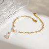Foot Chain Freshwater Pearl Titanium Steel 18K Gold Geometric Style Women's Accessories