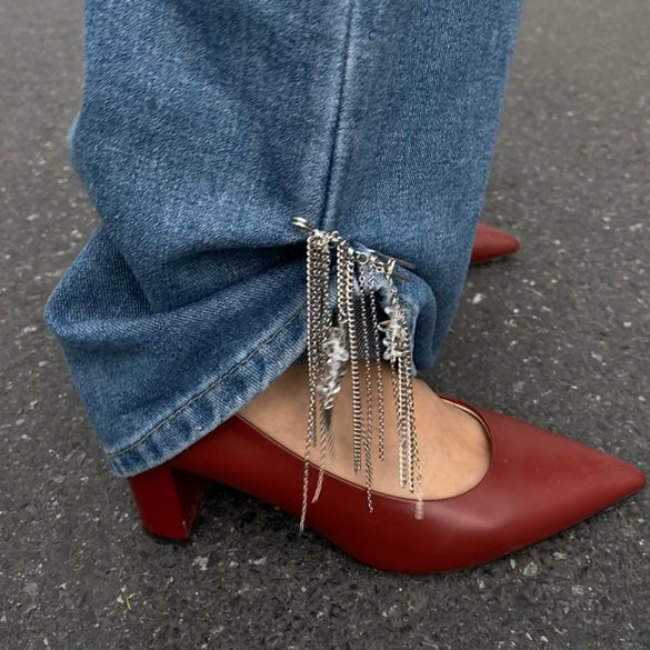 Foot Chain Iron Coppercladiron Turquoise Alloy Rivet Hiphop Multilayer Tassel Women