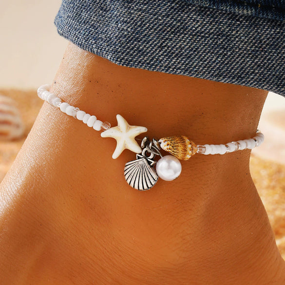 Foot Chain Plastic Resin Animal Zodiac Style Bohemian Vacation Soft Pottery Pendant Multilayer Elastic