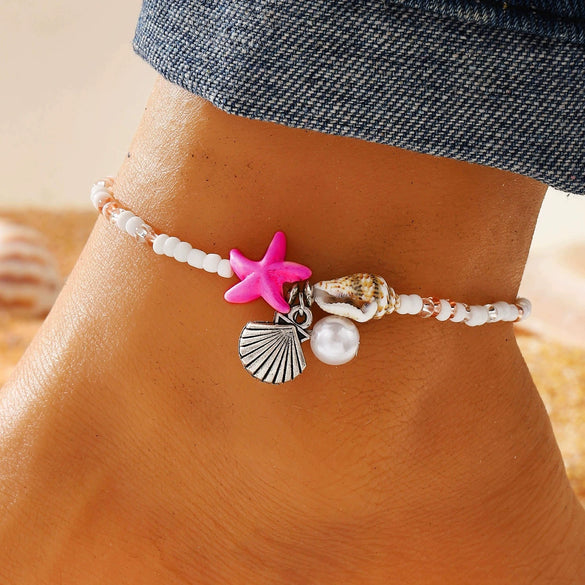 Foot Chain Plastic Resin Animal Zodiac Style Bohemian Vacation Soft Pottery Pendant Multilayer Elastic