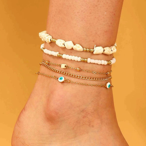 Foot Chain Plastic Resin Animal Zodiac Style Bohemian Vacation Soft Pottery Pendant Multilayer Elastic