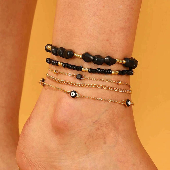 Foot Chain Plastic Resin Animal Zodiac Style Bohemian Vacation Soft Pottery Pendant Multilayer Elastic