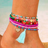 Foot Chain Plastic Resin Animal Zodiac Style Bohemian Vacation Soft Pottery Pendant Multilayer Elastic
