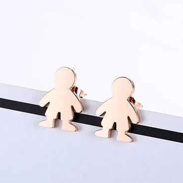 Fashion Cartoon Character Plating Titanium Steel 18K Gold Plated Earrings Ear Studs