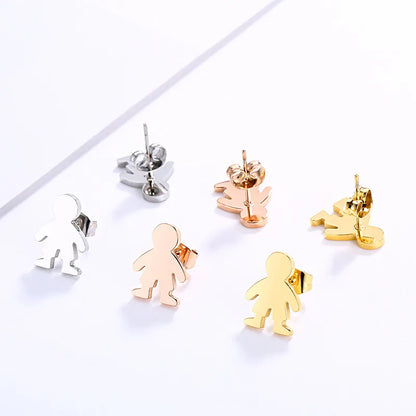 Fashion Cartoon Character Plating Titanium Steel 18K Gold Plated Earrings Ear Studs