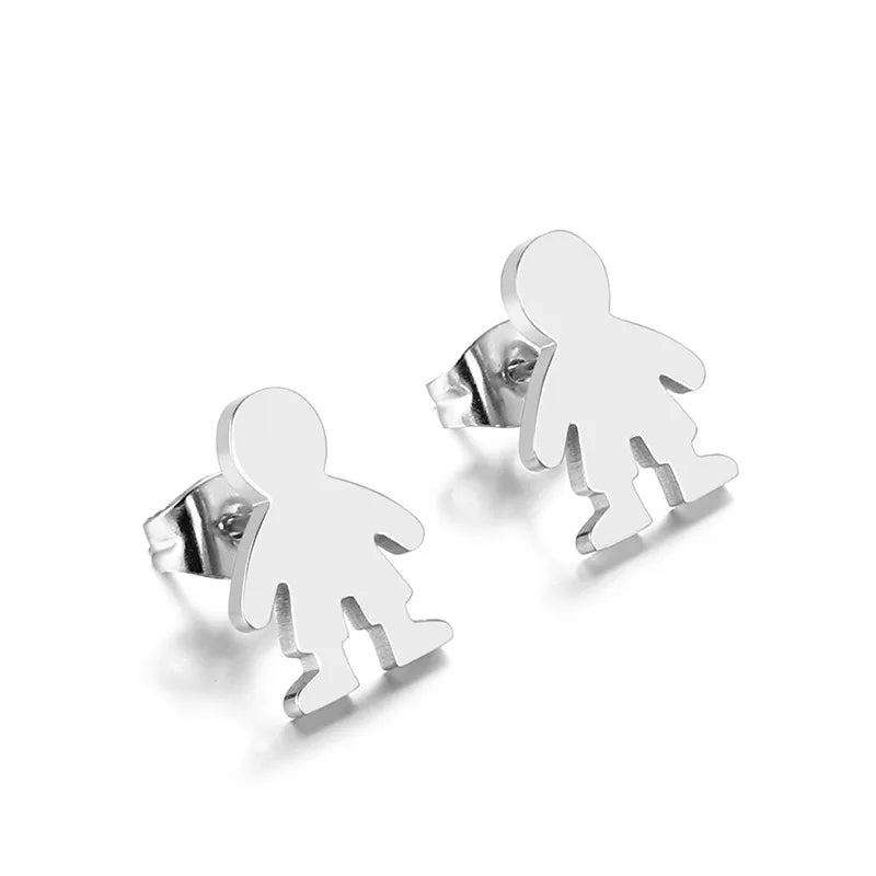 Fashion Cartoon Character Plating Titanium Steel 18K Gold Plated Earrings Ear Studs