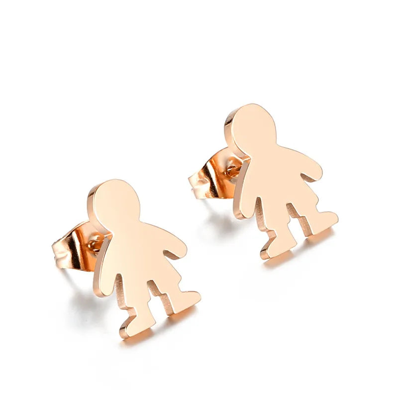 Fashion Cartoon Character Plating Titanium Steel 18K Gold Plated Earrings Ear Studs