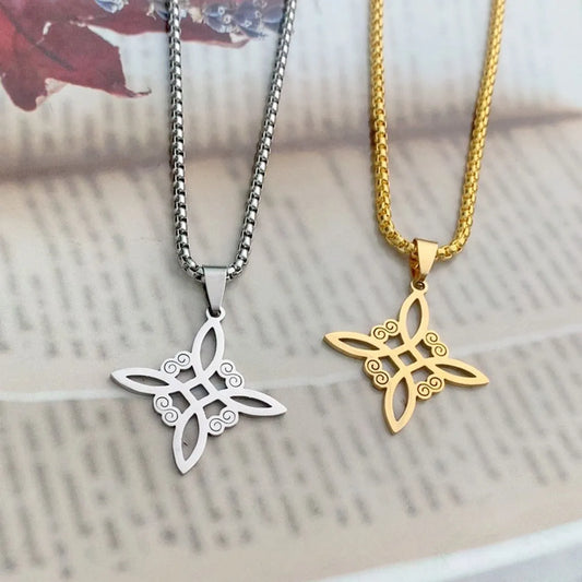 Foreign Trade New Irish Knot Cross Necklace European And American Popular Square Hollow Alloy Pendant Trend Necklace