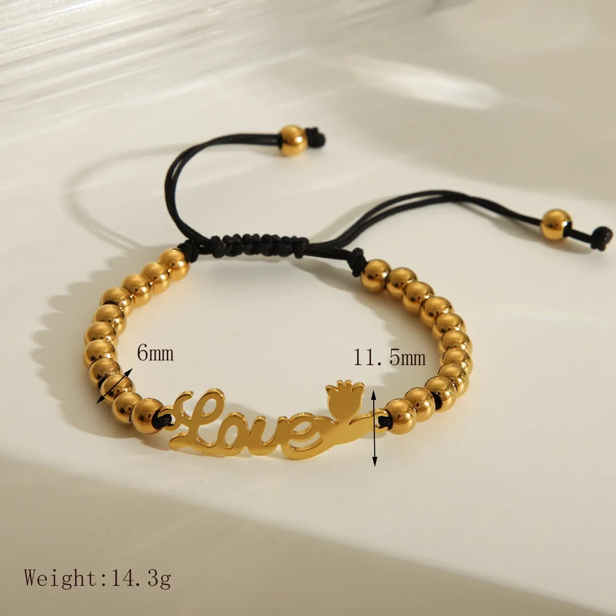 Formal Classic Style Love Cross 201 Stainless Steel Polyester 18K Gold Plated Bracelets In Bulk